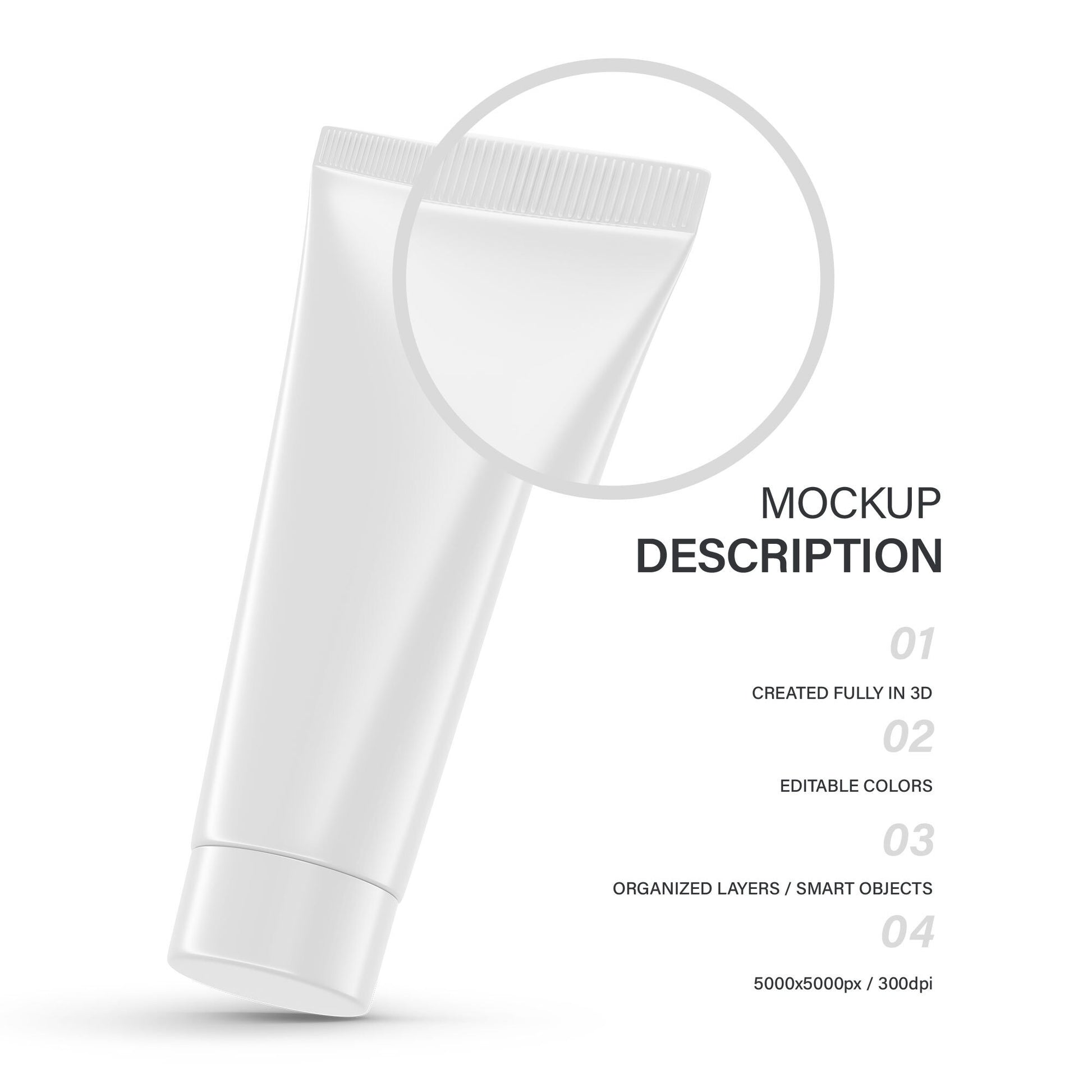 Digital Glossy Cosmetic Tube With Screw Cap - Mockup - PSD / PNG / JPG