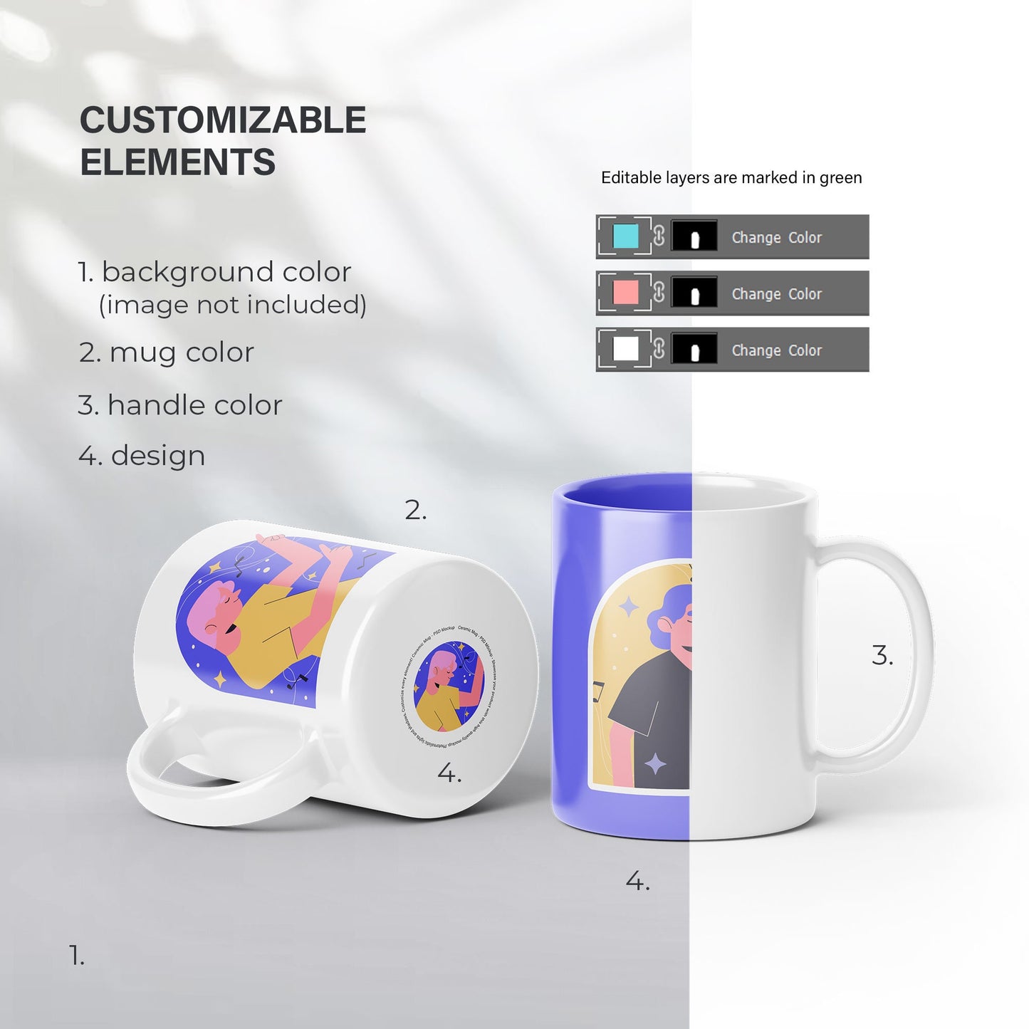 Digital Ceramic Mugs Mockup - PSD / PNG / JPG