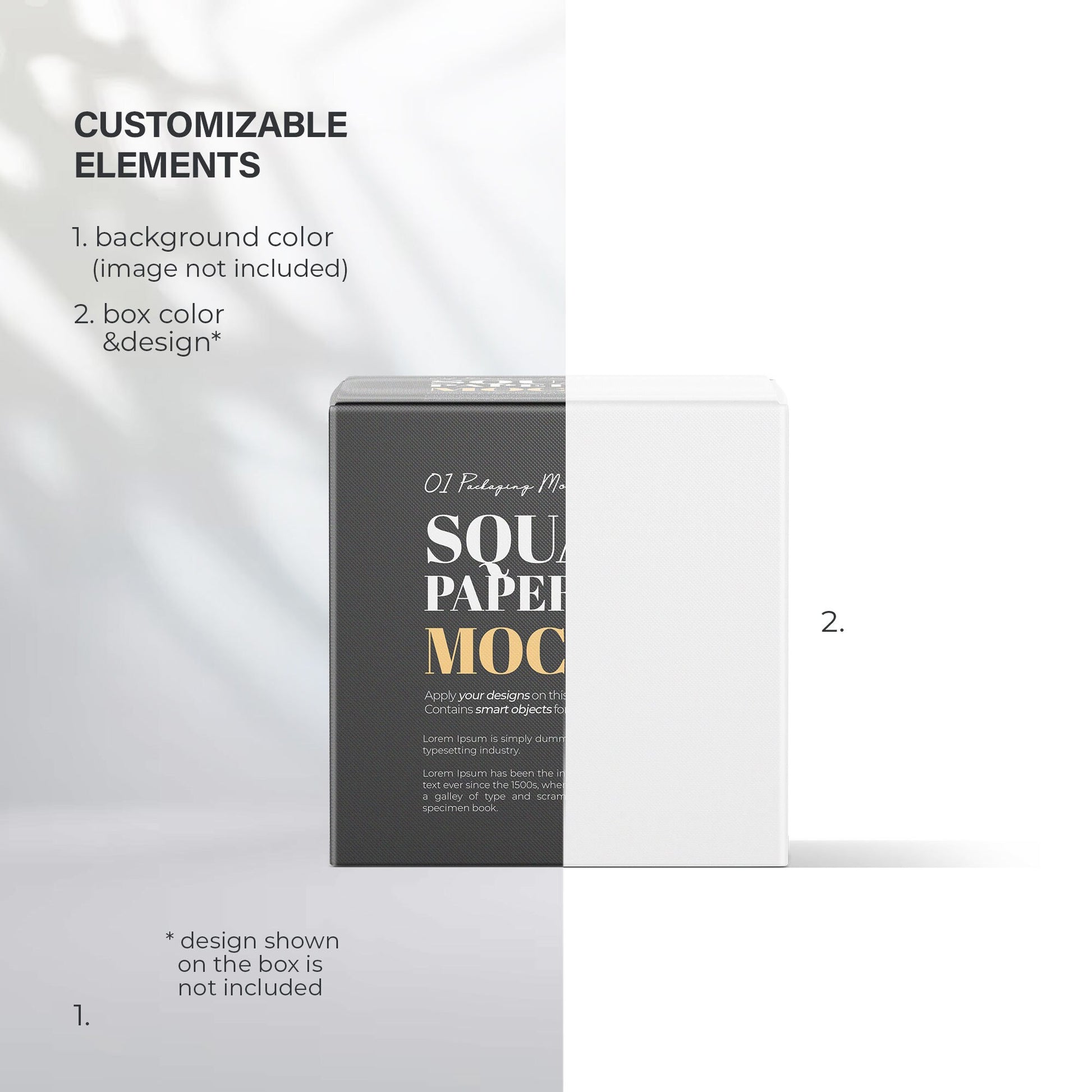 Digital Square Paper Box Mockup - PSD / PNG / JPG