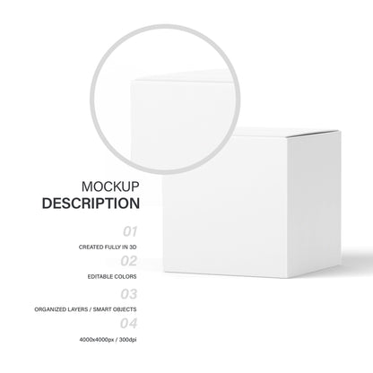 Digital Square Paper Box Mockup - PSD / PNG / JPG