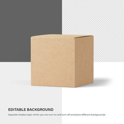 Digital Square Cardboard Box Mockup - PSD / PNG / JPG