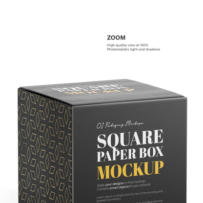 Digital Square Paper Box Mockup - PSD / PNG / JPG