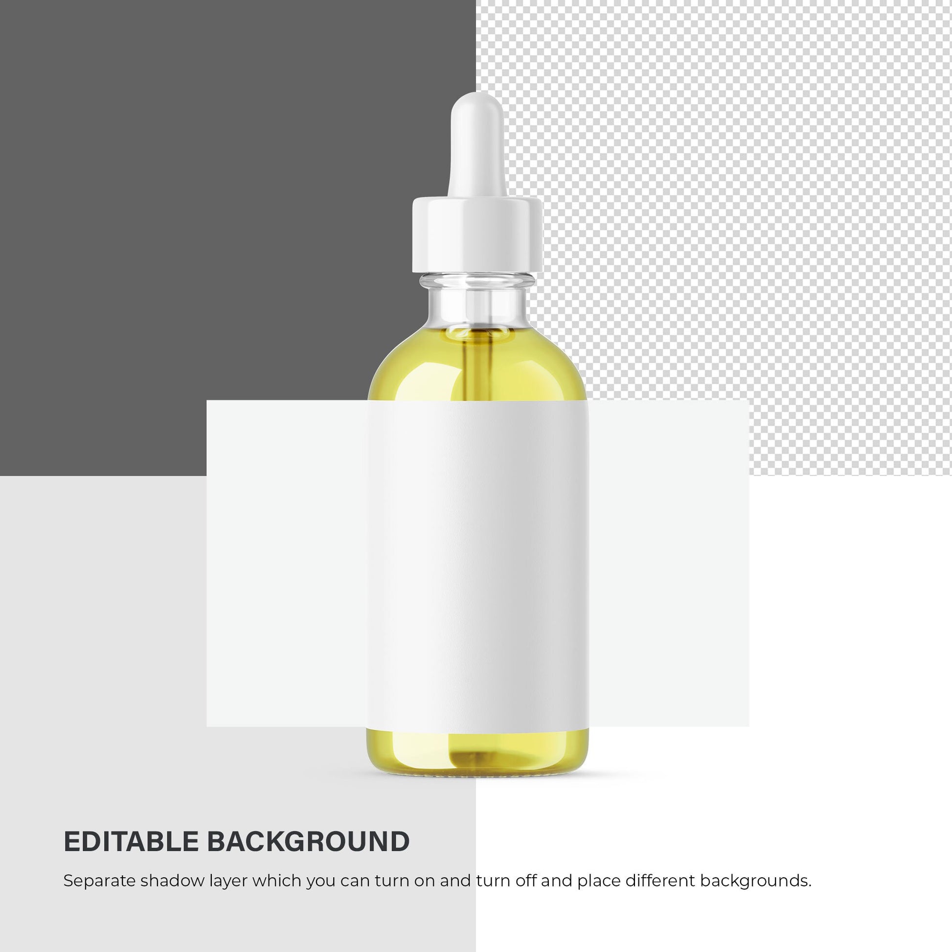 Digital Oilin Dropper Bottle With Expanded Label - Editable Lid&Liquid - PSD / PNG / JPG