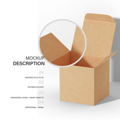 Digital Square Cardboard Box Mockup - PSD / PNG / JPG