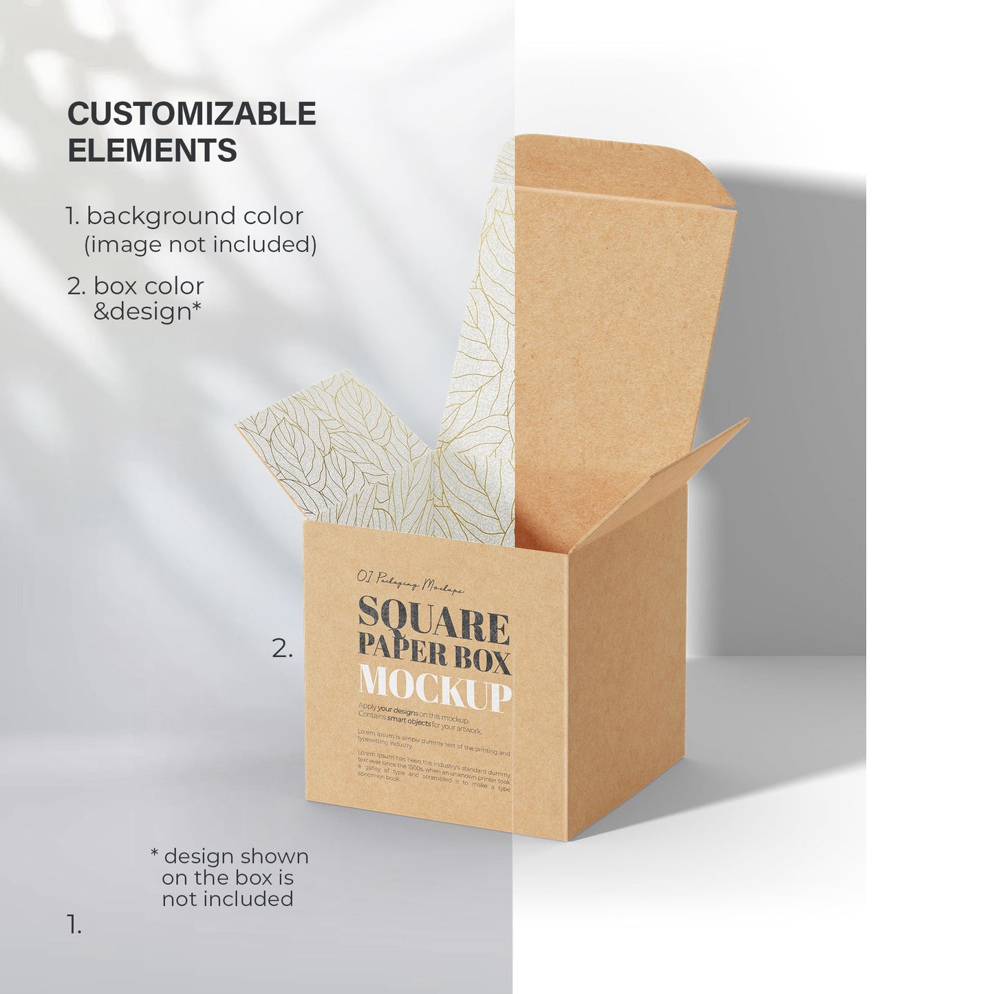 Digital Square Cardboard Box Mockup - PSD / PNG / JPG