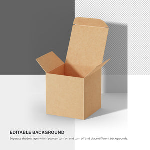 Digital Square Cardboard Box Mockup - PSD / PNG / JPG