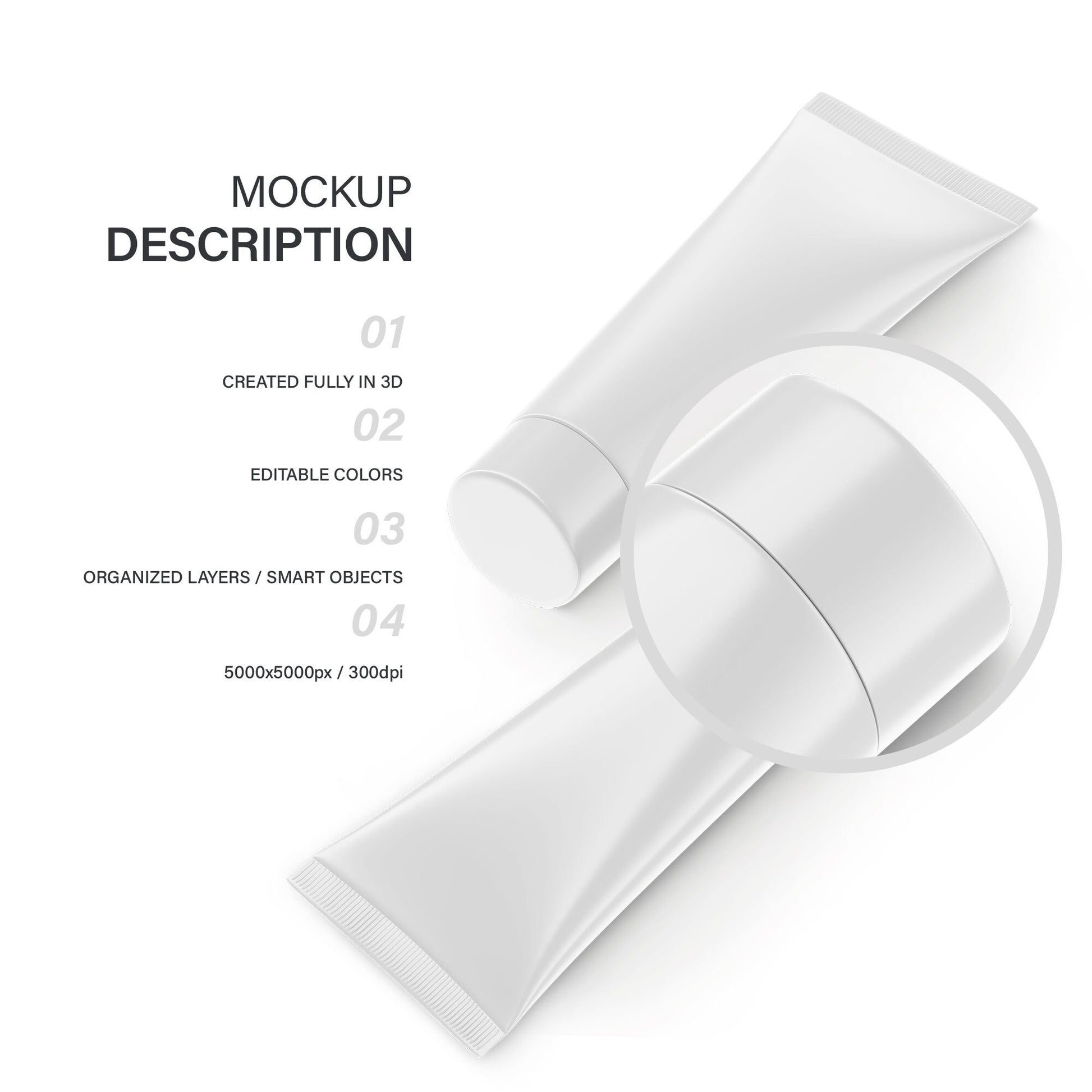 Digital Glossy Cosmetic Tubes With Screw Cap - Mockup - PSD / PNG / JPG