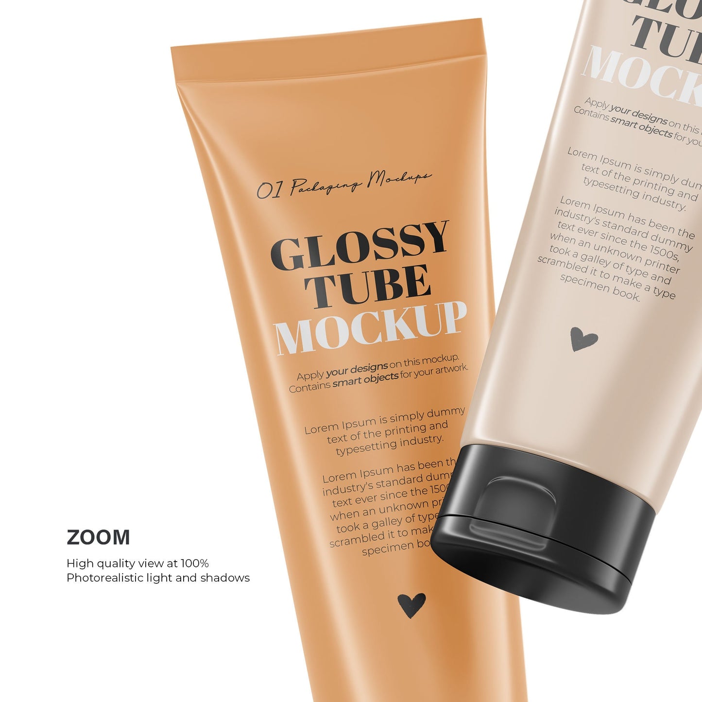 Digital Glossy Cosmetic Tube - Mockup - PSD / PNG / JPG