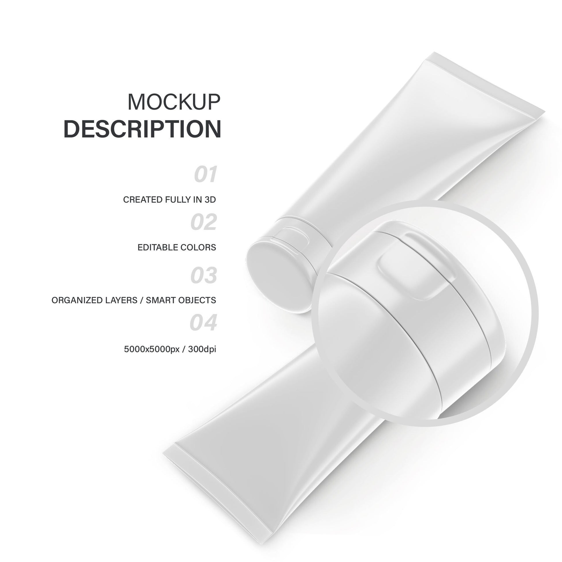 Digital Glossy Cosmetic Tube - Mockup - PSD / PNG / JPG