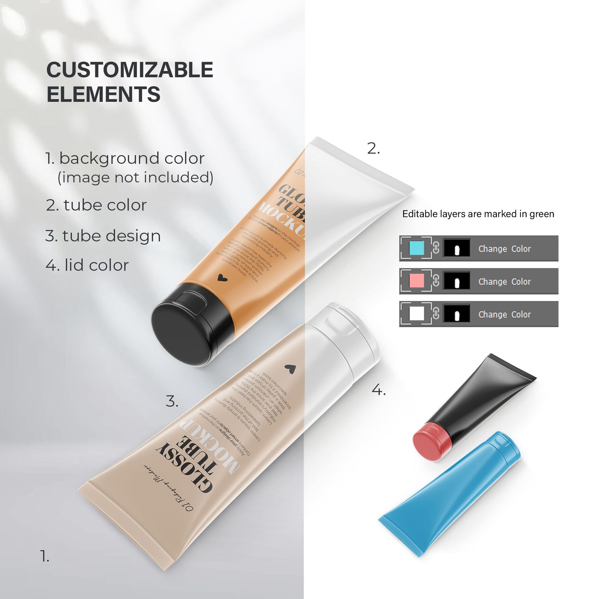 Digital Glossy Cosmetic Tube - Mockup - PSD / PNG / JPG