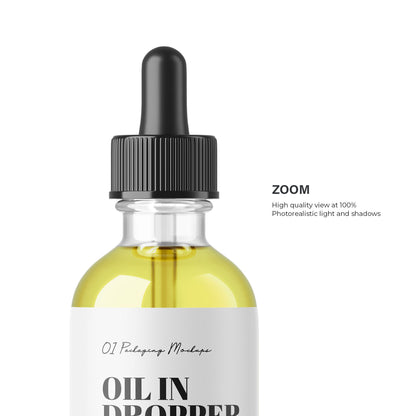 Digital Oil in Dropper Bottle - Editable Lid&Liquid - Cosmetic Mockup - PSD / PNG / JPG