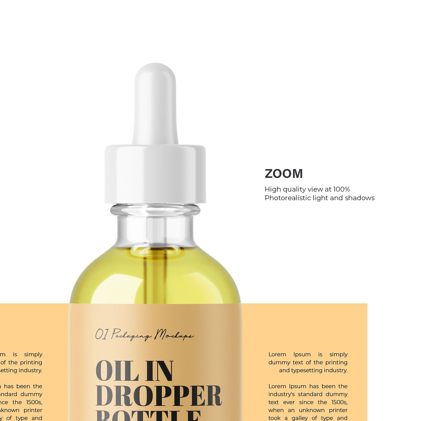 Digital Oilin Dropper Bottle With Expanded Label - Editable Lid&Liquid - PSD / PNG / JPG