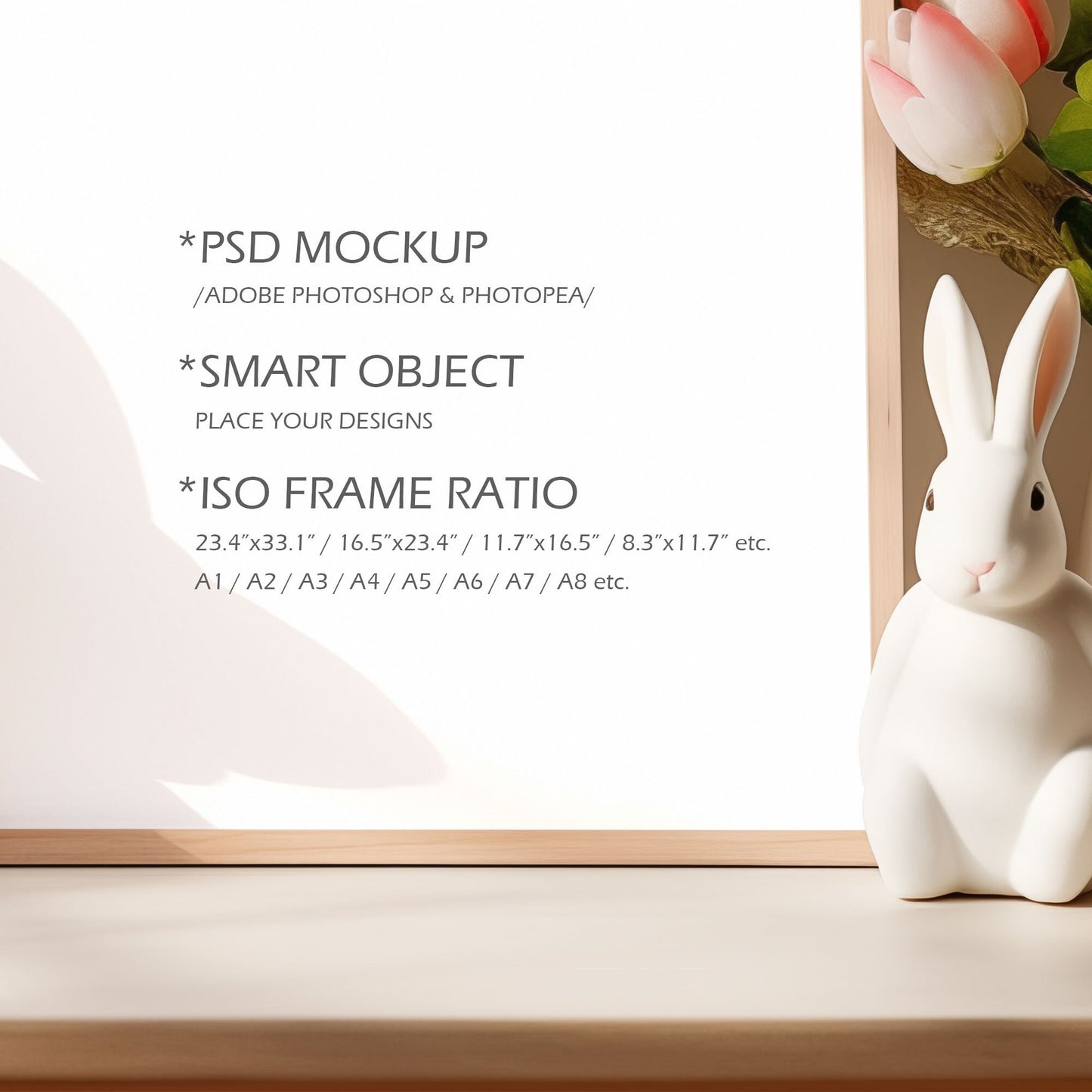 Digital Easter/Spring Theme Picture Frame Mockup - ISO Frame Size - PSD / JPG