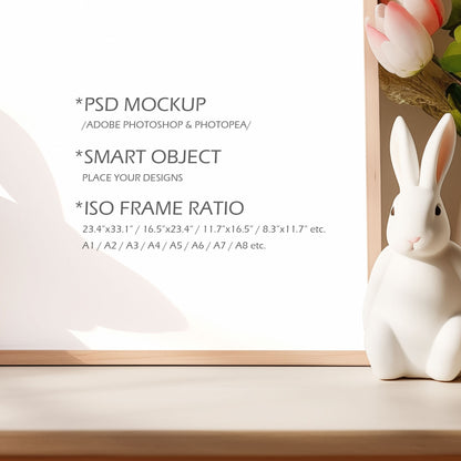 Digital Easter/Spring Theme Picture Frame Mockup - ISO Frame Size - PSD / JPG