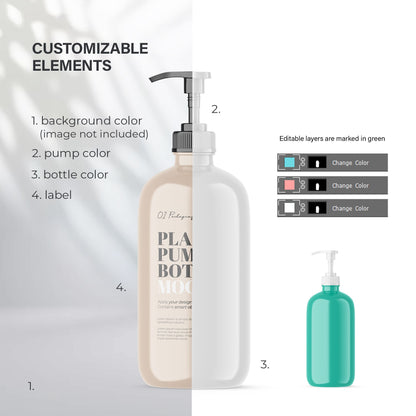 Digital Plastic Pump Bottle - Cosmetic Mockup - PSD / PNG / JPG