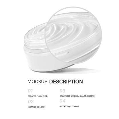 Digital Clear Cream Jar - Cosmetic Mockup - PSD / PNG / JPG