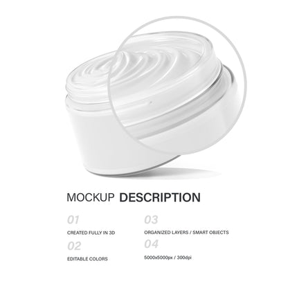 Digital Clear Cream Jar - Cosmetic Mockup - PSD / PNG / JPG