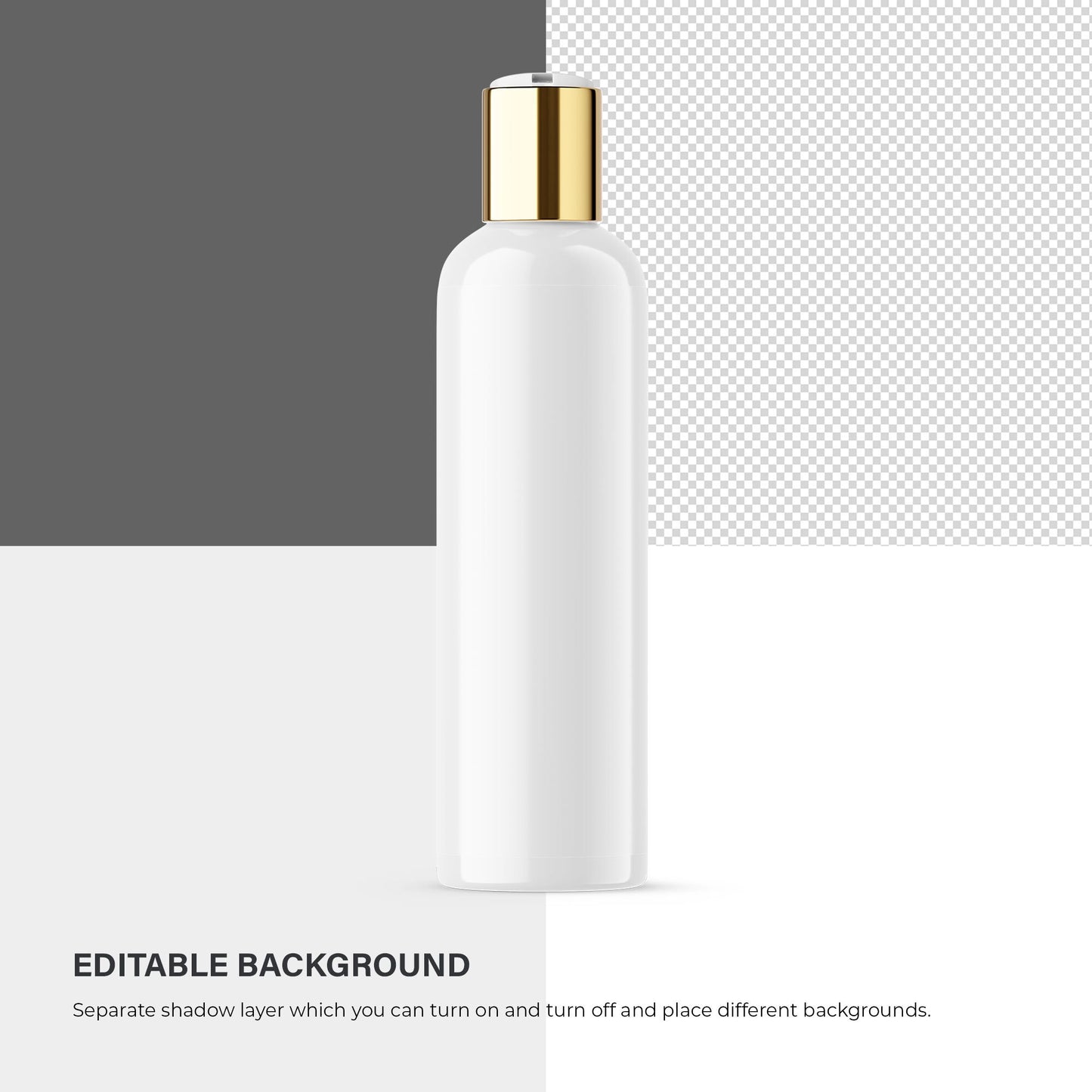 Digital Plastic Disc/Press Top Bottle With Editable Lid - Cosmetic Mockup - PSD / PNG / JPG