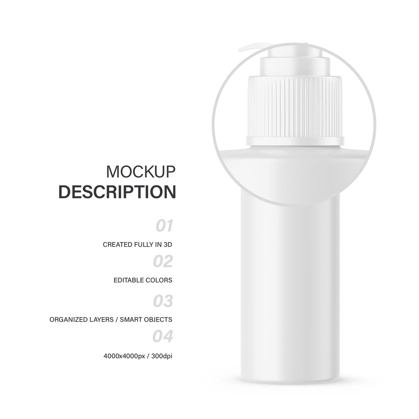 Digital Plastic Pump Bottle - Cosmetic Mockup - PSD / PNG / JPG