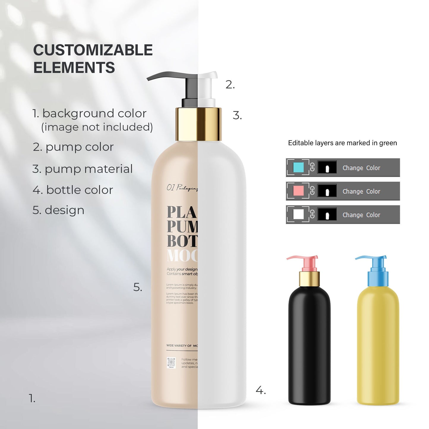 Digital Plastic Pump Bottle - Cosmetic Mockup - PSD / PNG / JPG