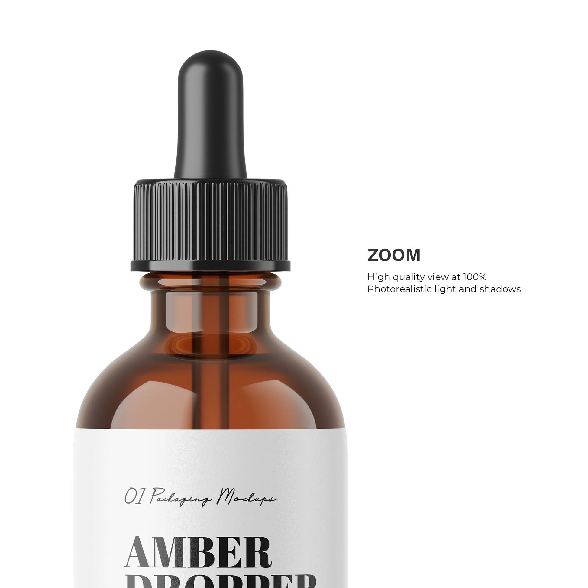 Digital Amber Glass Dropper Bottle - Editable Lid - Cosmetic Mockup - PSD / PNG / JPG