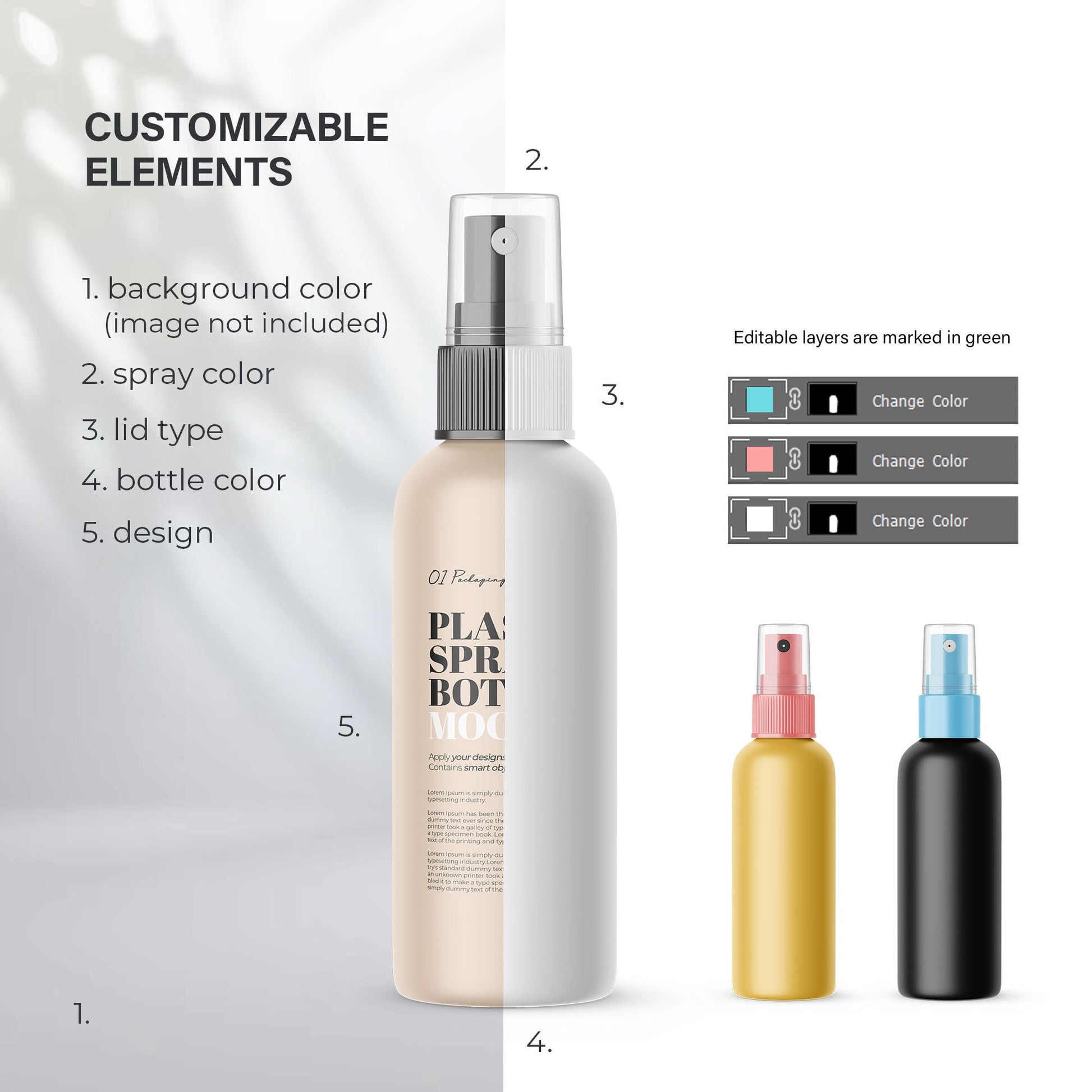 Digital Plastic Spray Bottle - Cosmetic Mockup - PSD / PNG / JPG