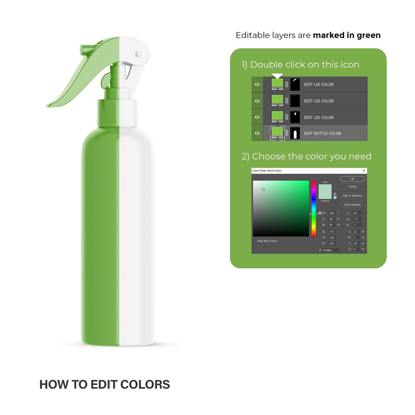 Digital Plastic Trigger Spray Bottle - Cosmetic Mockup - PSD / PNG / JPG