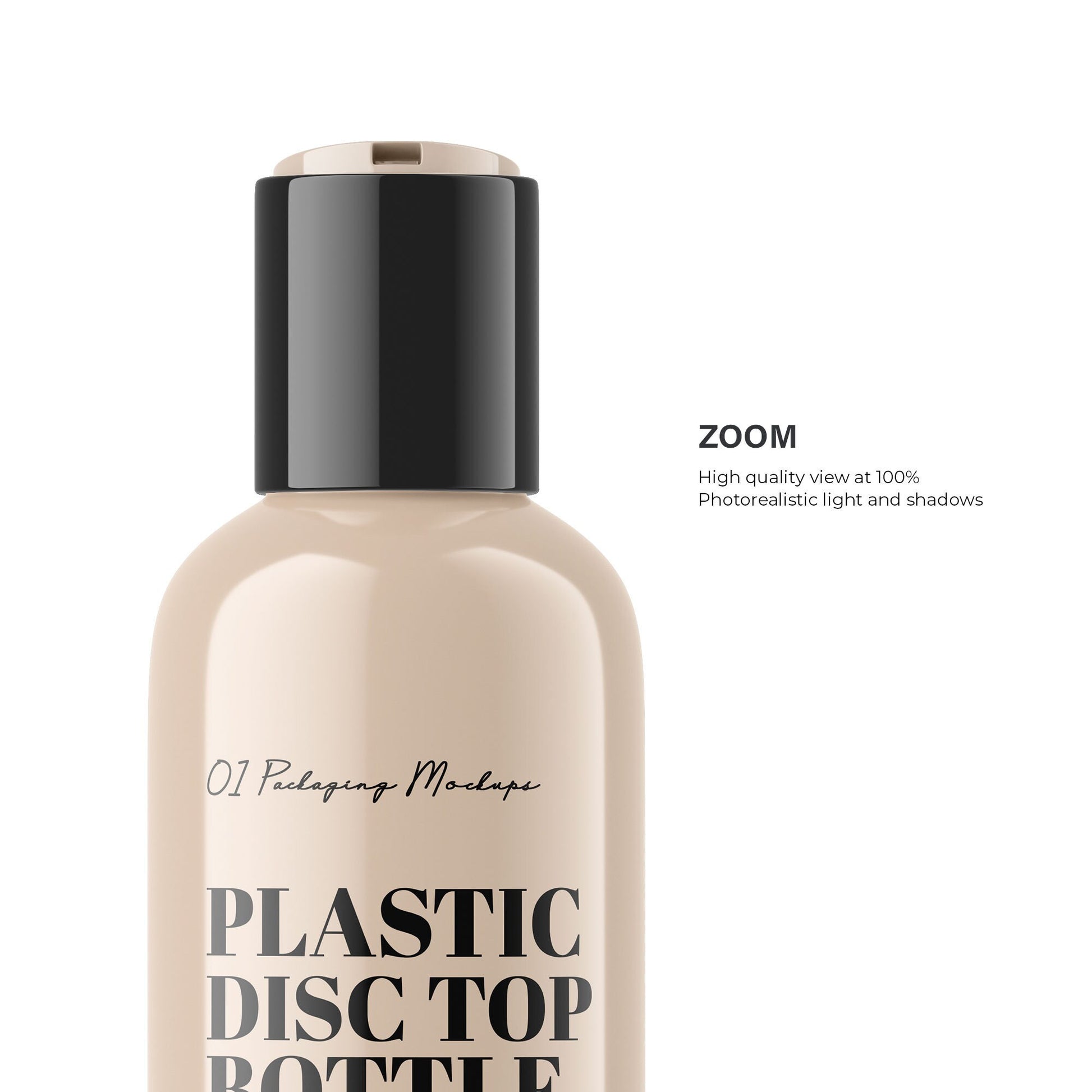 Digital Plastic Disc/Press Top Bottle With Editable Lid - Cosmetic Mockup - PSD / PNG / JPG