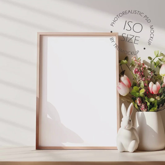 Digital Easter/Spring Theme Picture Frame Mockup - ISO Frame Size - PSD / JPG