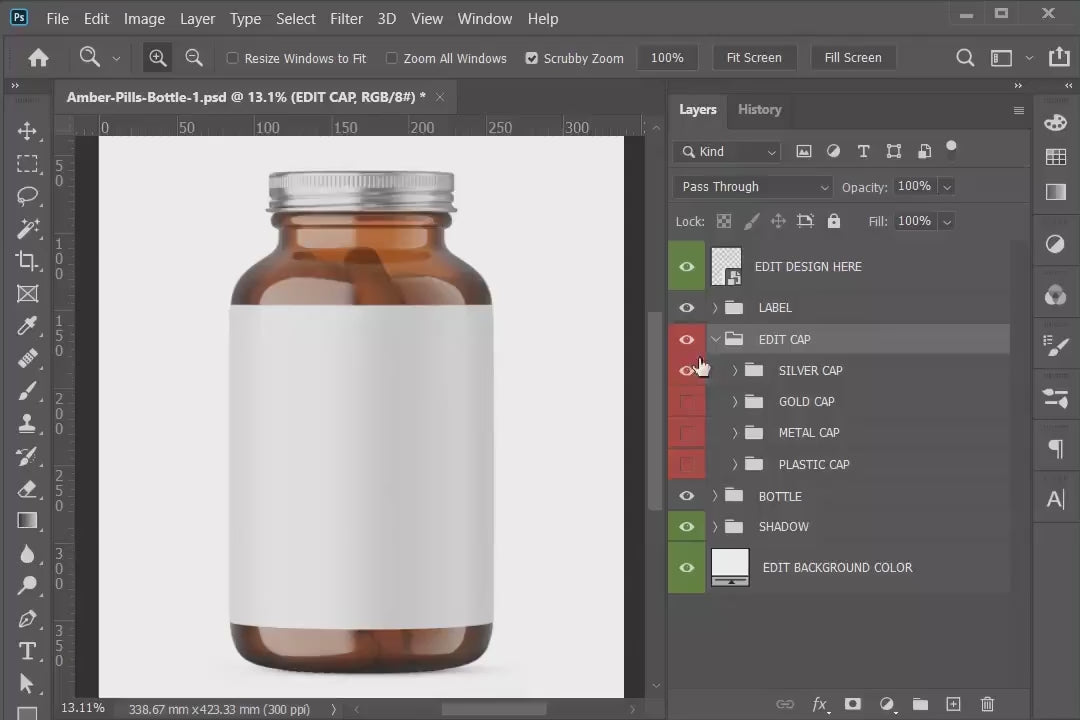 Digital Amber Glass Pills Bottle - Medical Mockup - PSD / PNG / JPG