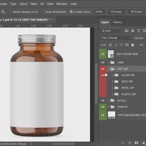 Digital Amber Glass Pills Bottle - Medical Mockup - PSD / PNG / JPG