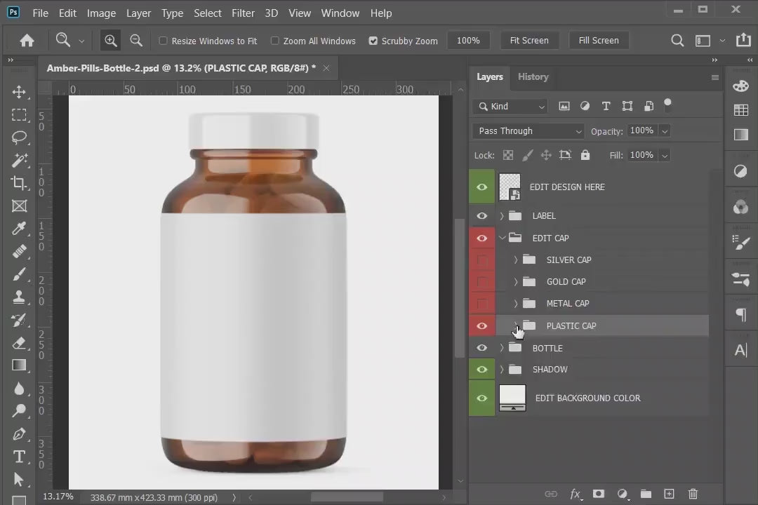 Digital Amber Glass Pills Bottle - Medical Mockup - PSD / PNG / JPG