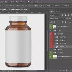 Digital Amber Glass Pills Bottle - Medical Mockup - PSD / PNG / JPG