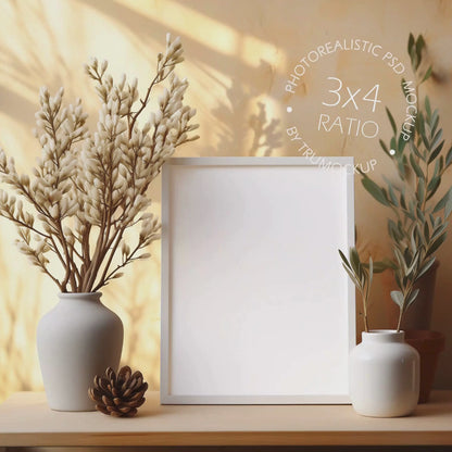 Picture Frame Mockup - 3:4 Frame Ratio - Natural Edition