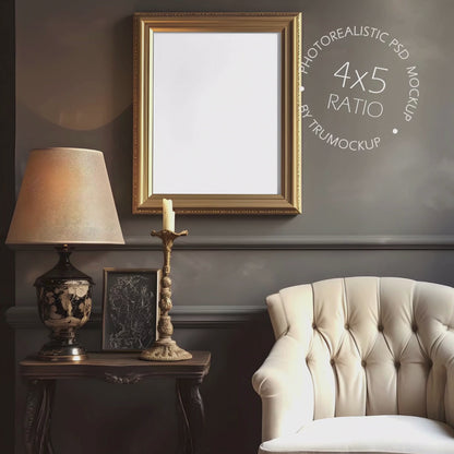 Picture Frame Mockup - 4:5 Frame Ratio - Victorian Style